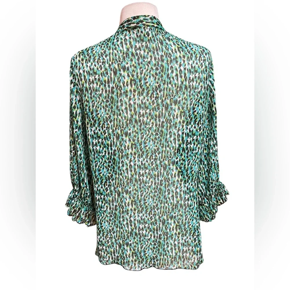 Larsen Gray Semi-Sheer,‎ Button Down Blouse
